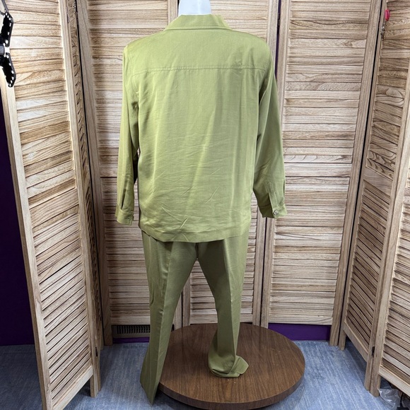 Pendleton Olive Green Button-Up Blazer & Pull On Pants Suit Set Size 18w Vintage - Picture 7 of 14